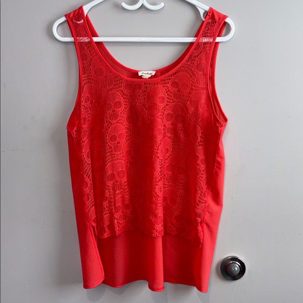 Love Riche Vibrant Skull Lace Tank Top